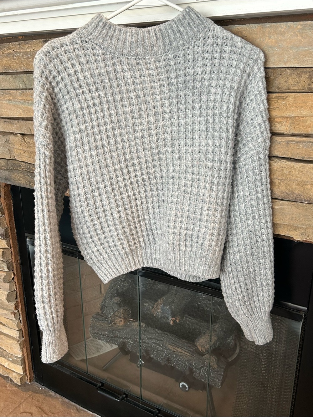 SO Light Gray Waffle Knit Mock Neck Sweater